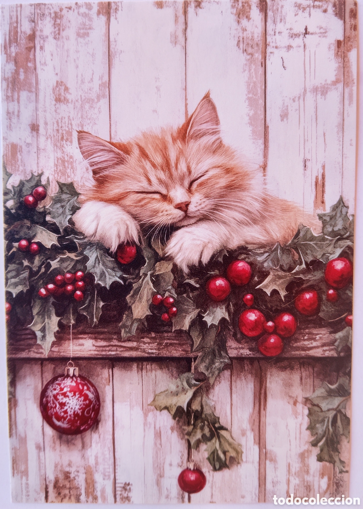 Postales: POSTAL NAVIDAD - GATO GATITO ADORNOS - ESTILO ANTIGUO