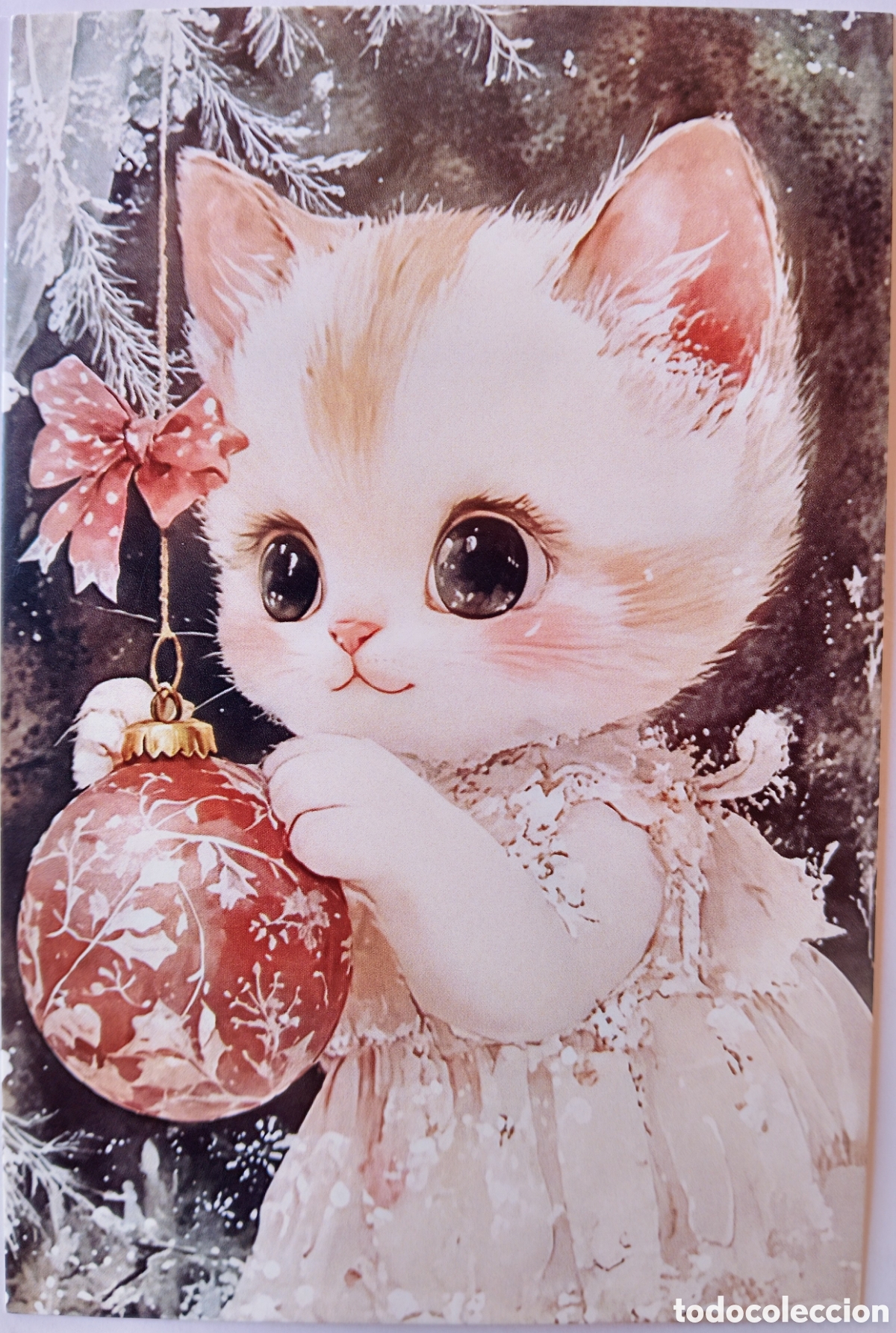 Postales: POSTAL NAVIDAD - GATO GATITA ADORNOS - ESTILO ANTIGUO