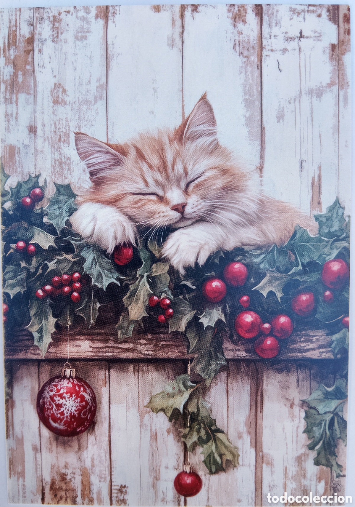 Postales: POSTAL NAVIDAD - GATO GATITO ADORNOS - ESTILO ANTIGUO
