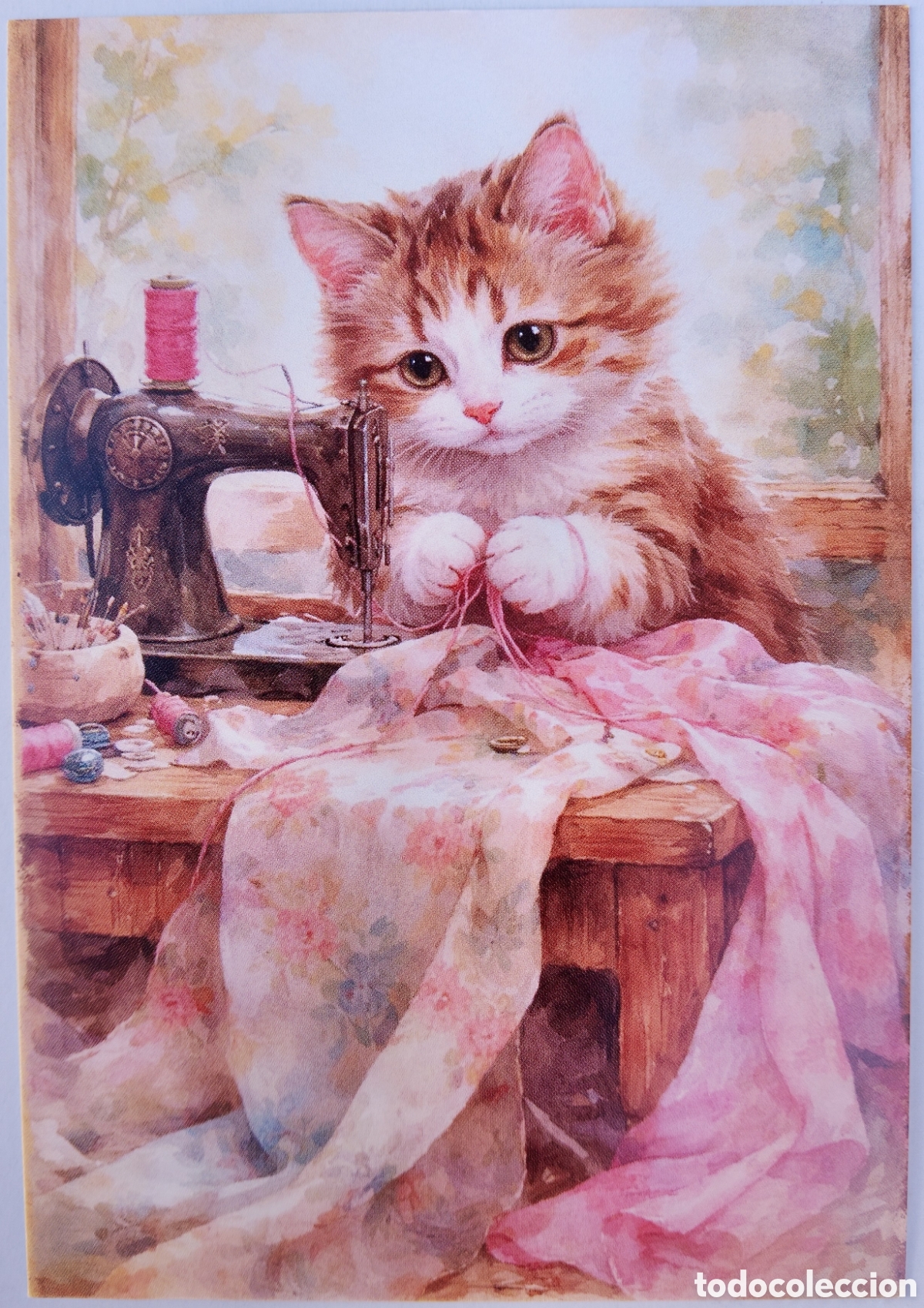 Postales: POSTAL - GATO GATITO COSIENDO MAQUINA COSER - ESTILO ANTIGUO