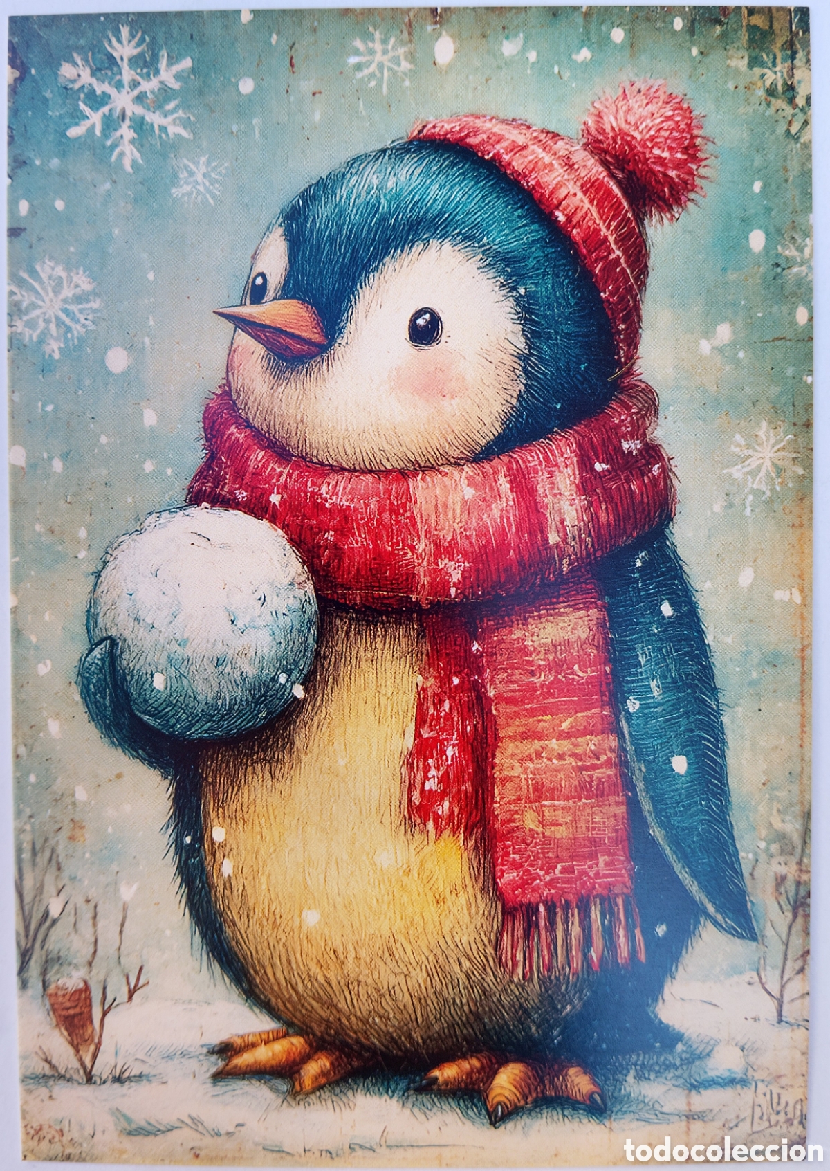 Postales: POSTAL NAVIDAD - PING&Uuml;INO BOLA DE NIEVE - ESTILO ANTIGUO