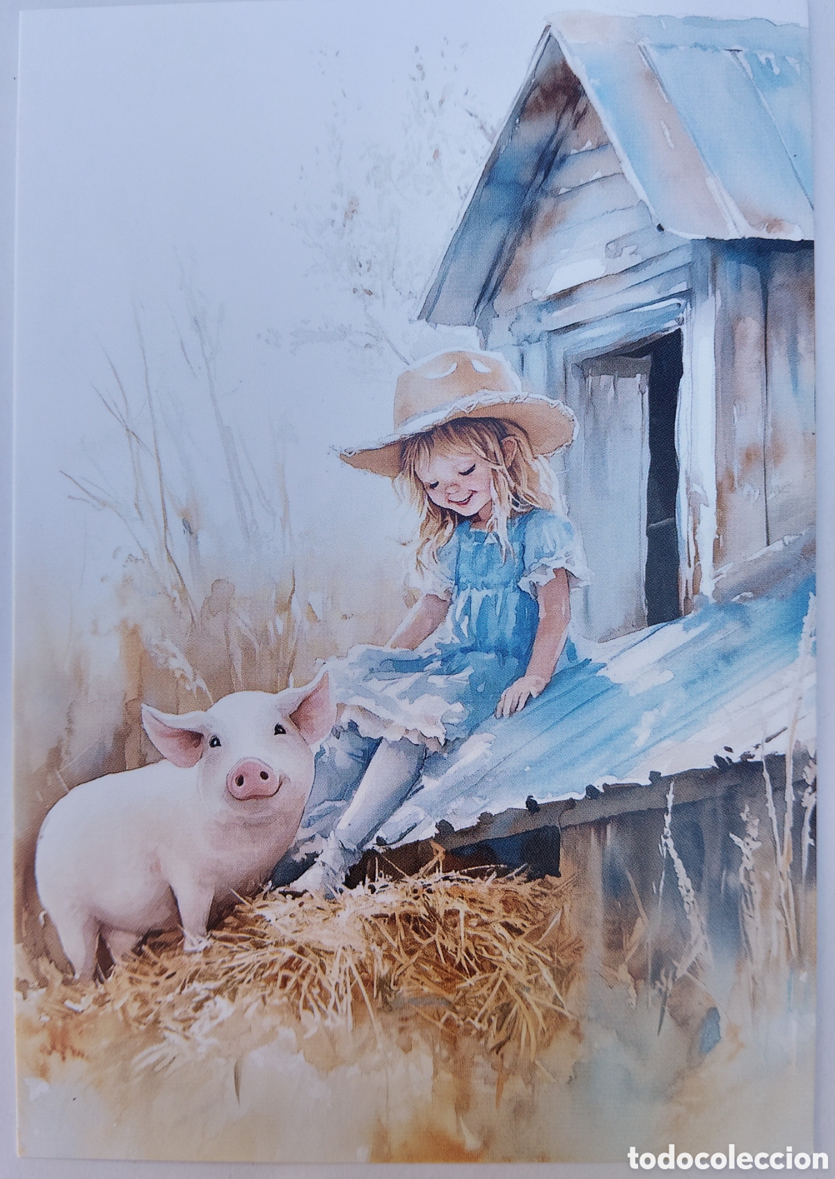 Postales: POSTAL - NI&Ntilde;A CERDITO - ESTILO ANTIGUO
