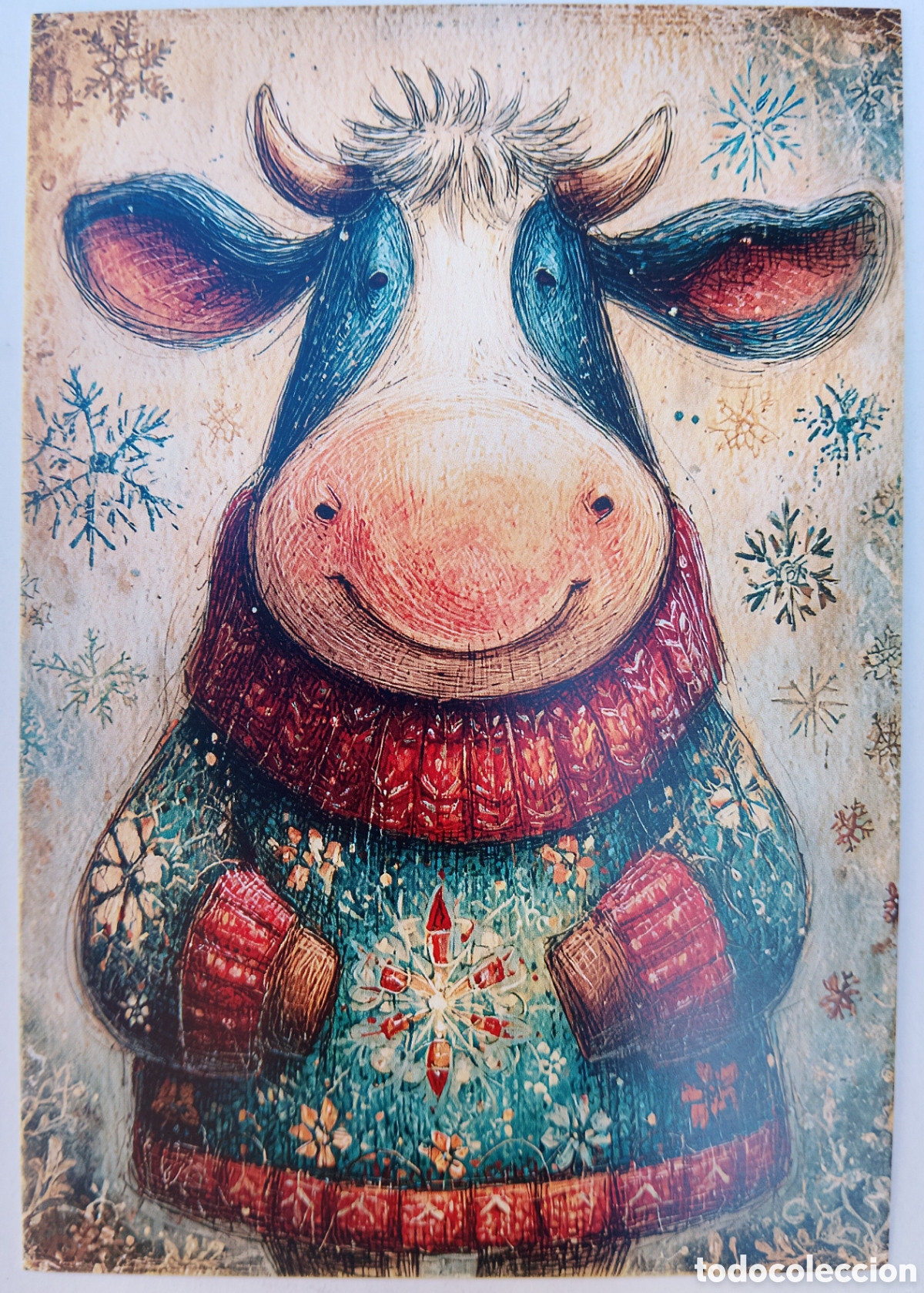 Postales: POSTAL NAVIDAD - VACA NIEVE - ESTILO ANTIGUO