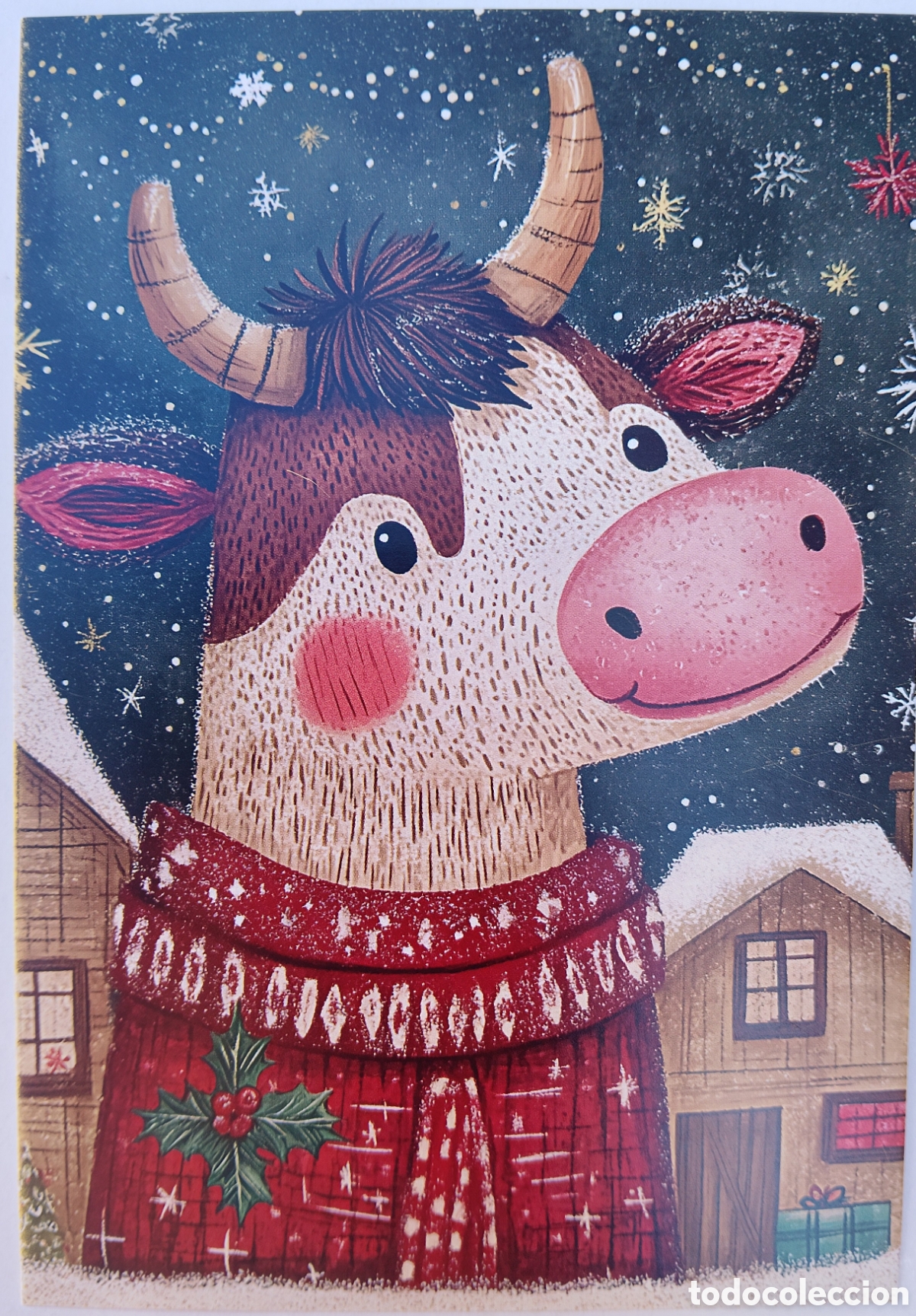 Postales: POSTAL NAVIDAD - VACA NIEVE - ESTILO ANTIGUO