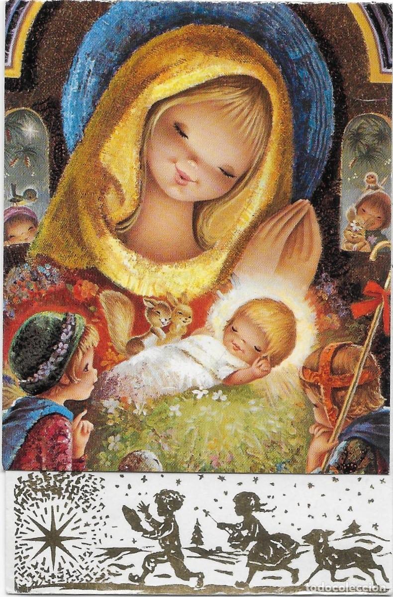 Postales: 7323Q - VERNET - ELA VIRGEN, EL NI&Ntilde;O, PASTORES...EDICIONES CyZ 1049.38.B - DIPTICA 12X8 CM