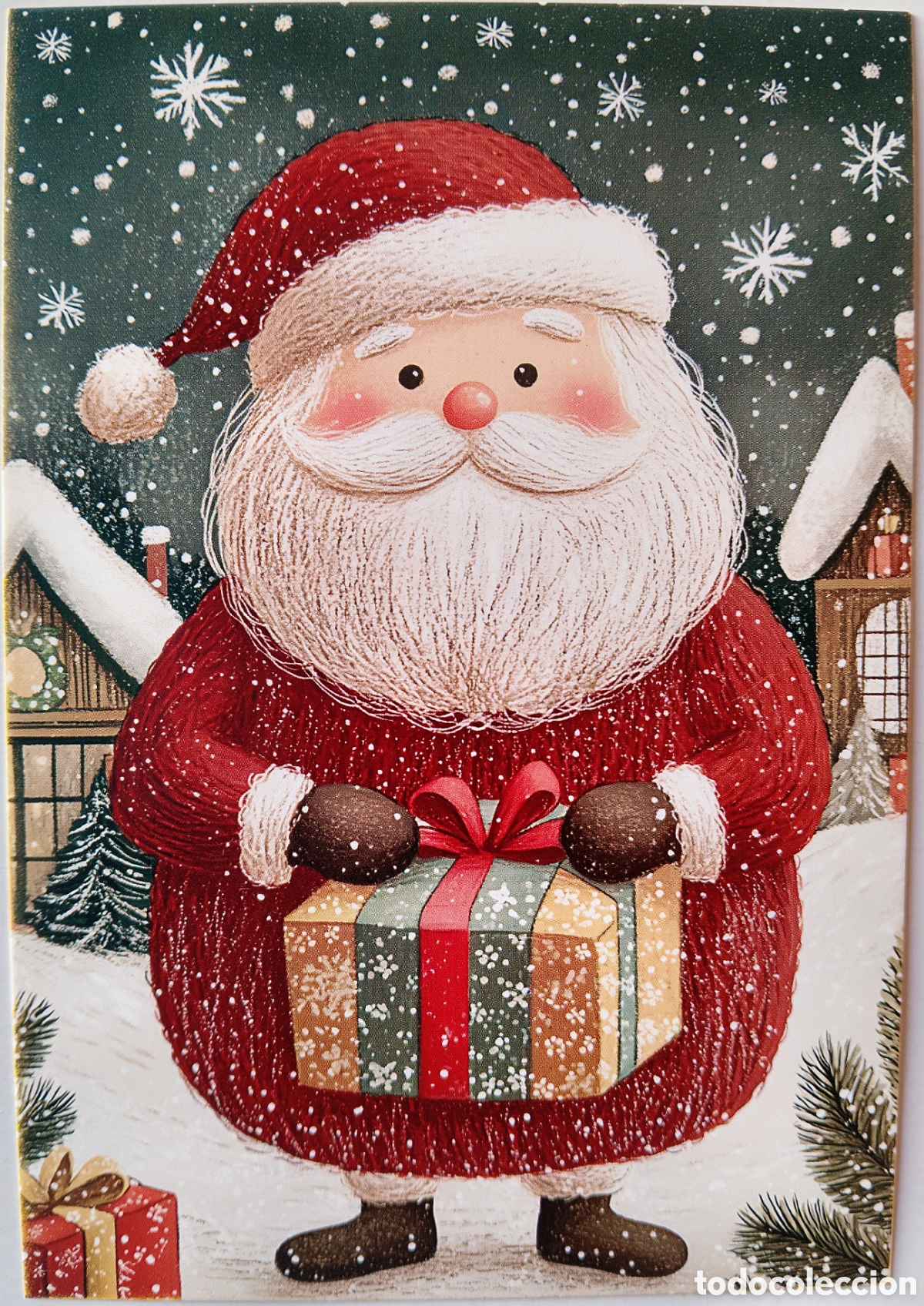 Postales: POSTAL NAVIDAD - PAP&Aacute; NOEL REGALO PAISAJE NEVADO - ESTILO ANTIGUO
