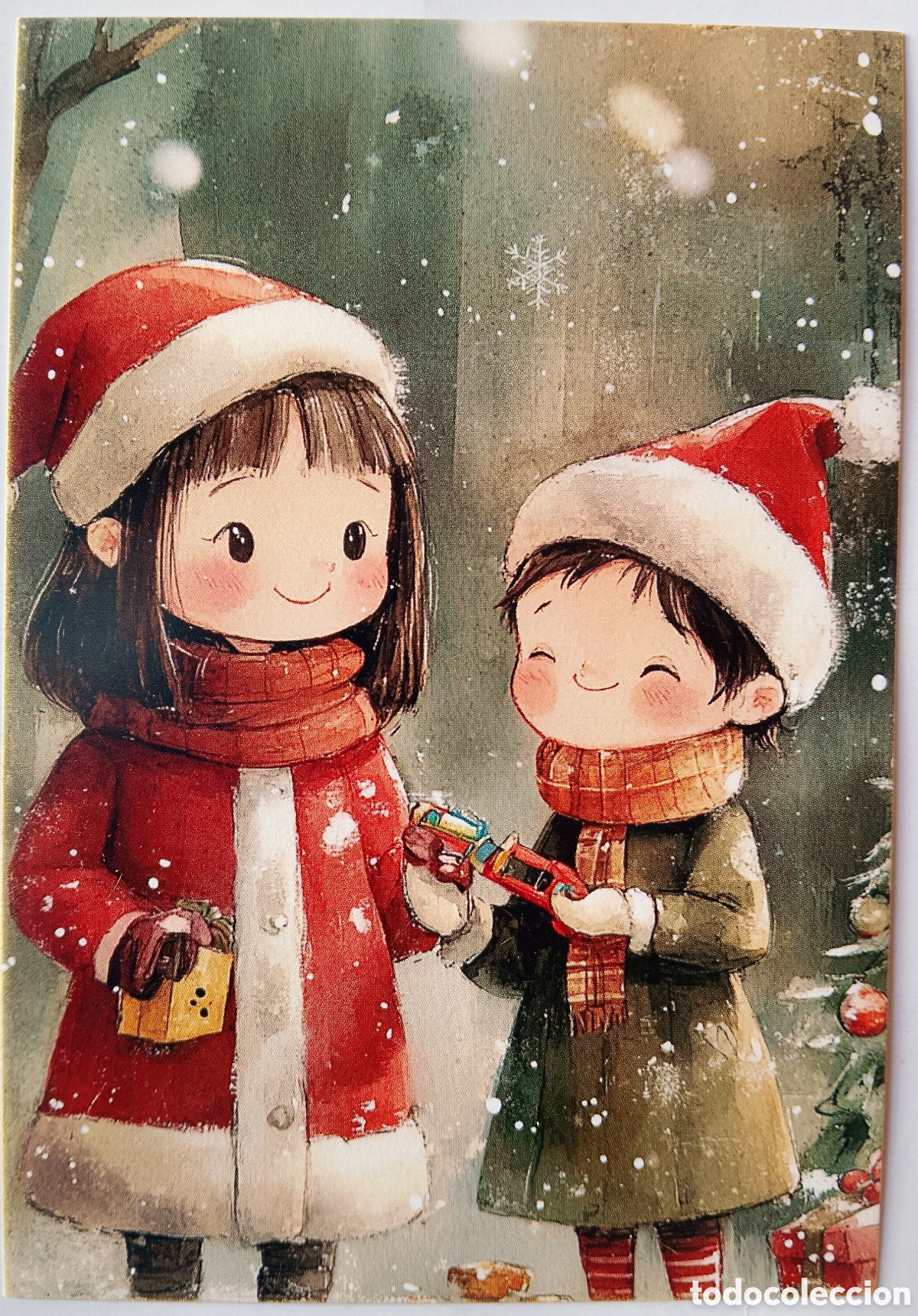 Postales: POSTAL NAVIDAD - NI&Ntilde;OS JUGUETES PAISAJE NEVADO - ESTILO ANTIGUO