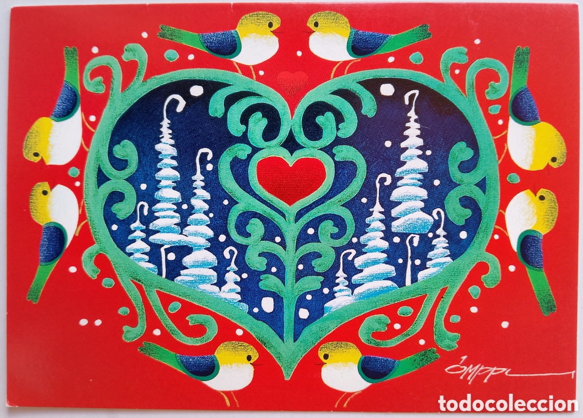 Postales: FELICITACI&Oacute;N NAVIDAD - UNICEF - PAJARITOS PAISAJE NEVADO