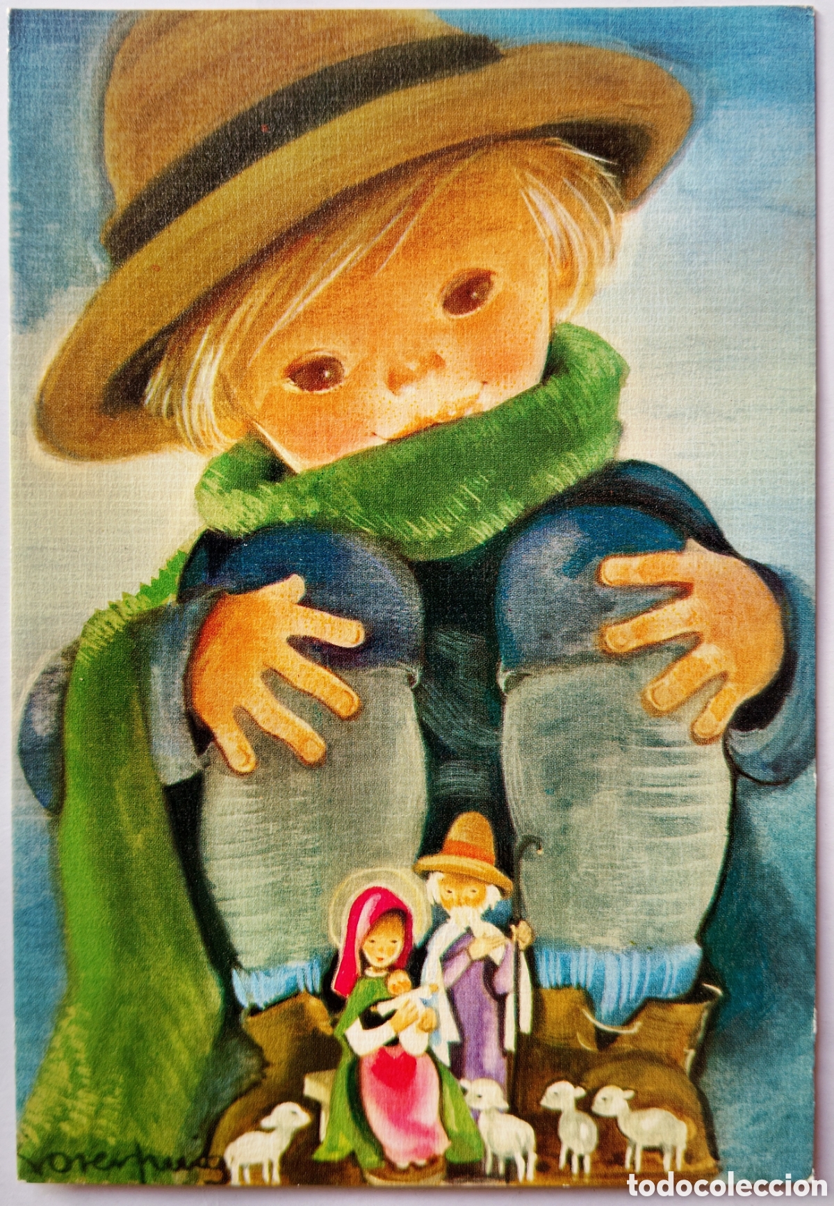 Postales: FELICITACI&Oacute;N NAVIDAD - ROSER PUIG - EDICIONES SABADELL - NACIMIENTO BEL&Eacute;N PASTORCITO