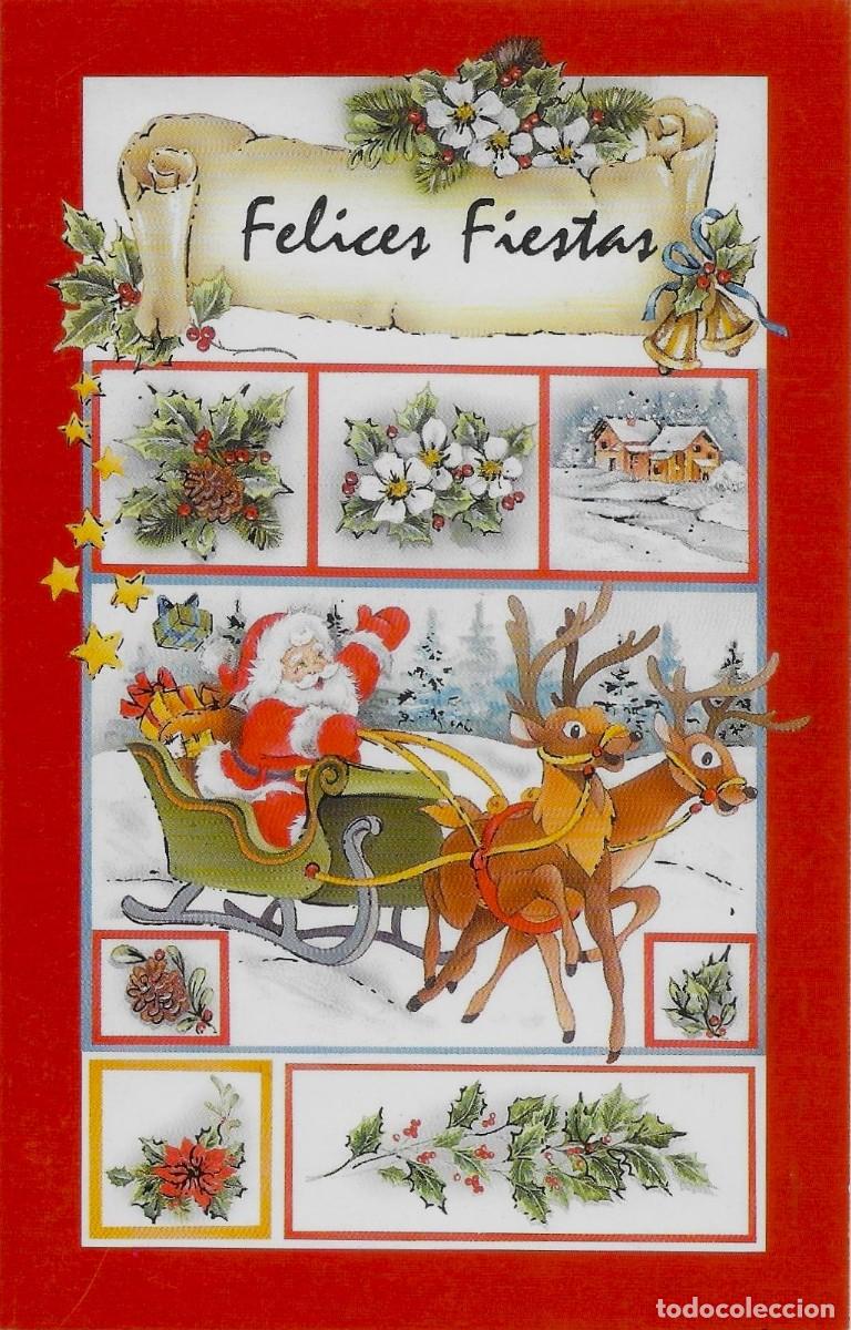 Postales: 7343Q - PAP&Aacute; NOEL EN SU TRINEO , FELICES FIESTAS-EDICIONES GOLDEN N&ordm; 193 - DIPTICA 13X8,8 CM