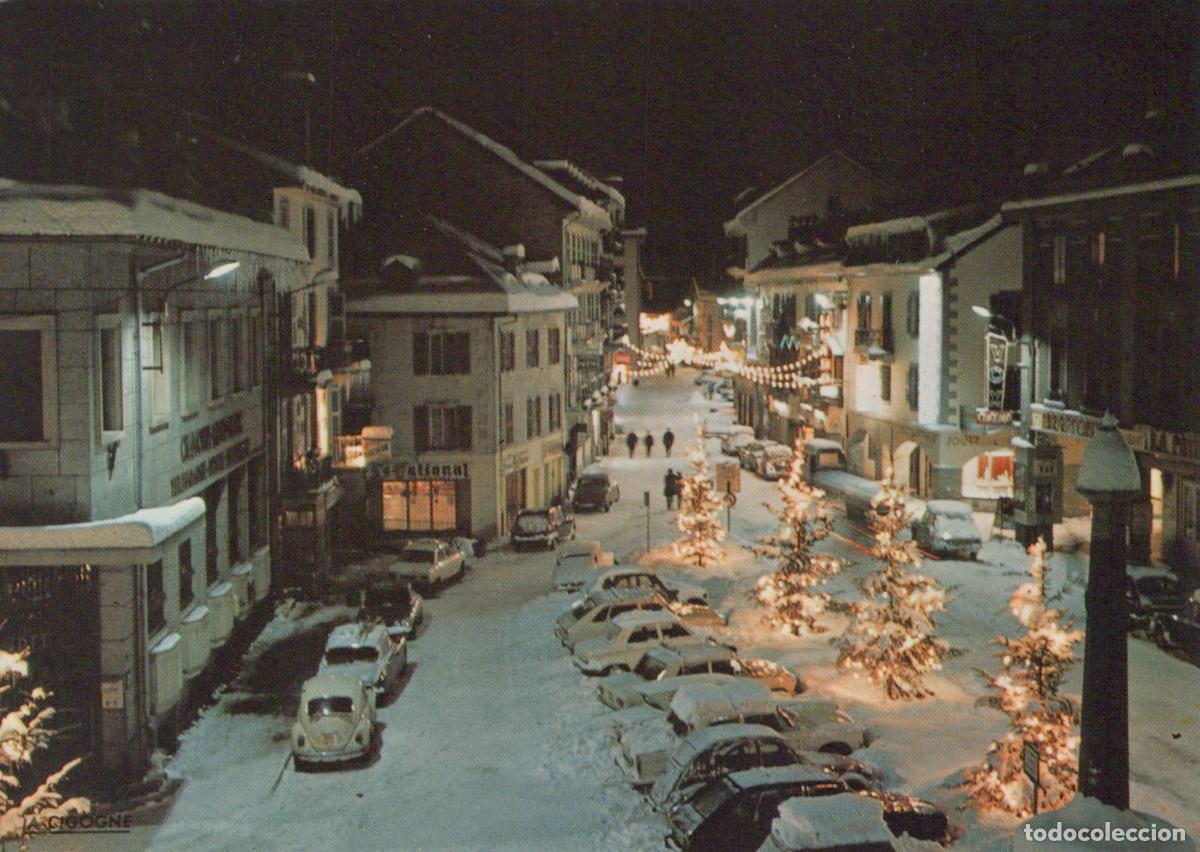 Postales: France Chamonix Mont Blanc Place Balmat Night Snow Christmas Unposted *YAM802