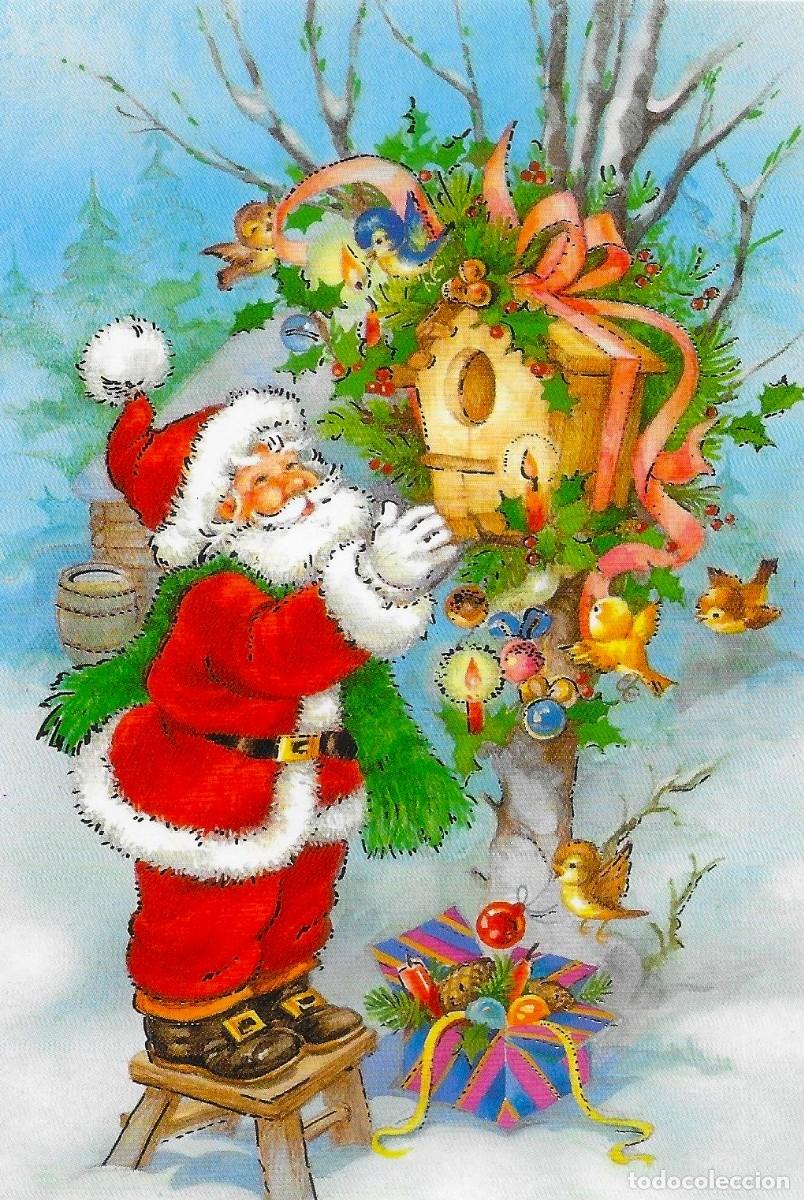 Postales: 7352Q - SANTA ,NIDO DE PAJARITOS, REGALOS -EDICIONES GOLDEN N&ordm; 239 - DIPTICA 13,8X8,8 CM