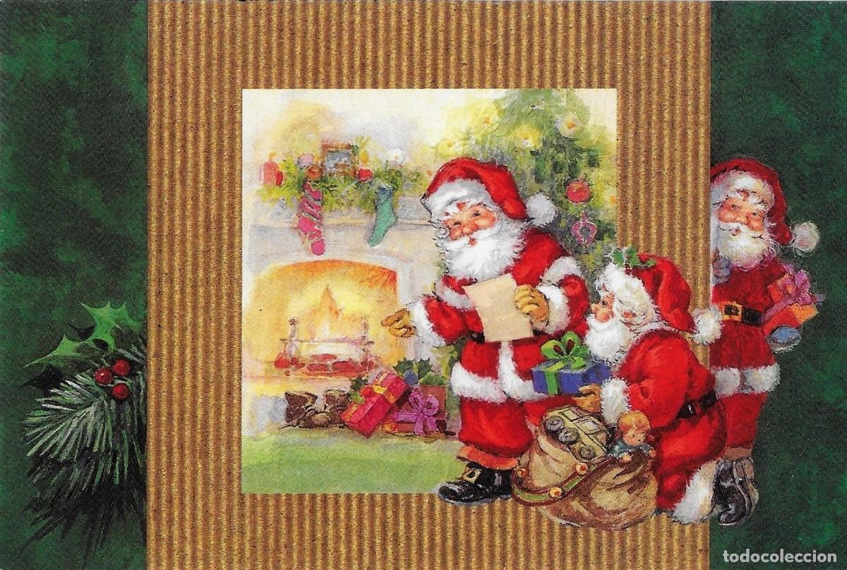 Postales: 7359Q -SANTAS, CHIMENEA- &Aacute;RBOL- EDICIONES BUSQUETS 02.002.5958 DIPTICA 13X9 CM - ILUSTRA JA