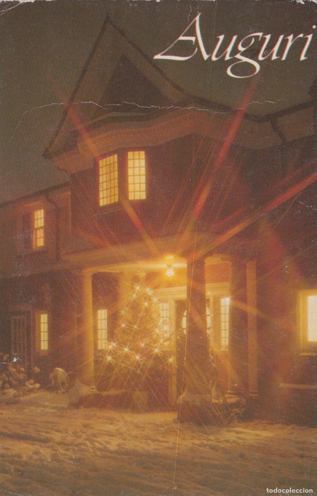 Postales: Auguri Christmas House Snow Winter Night Scene Holiday Greeting Unposted *YAR177