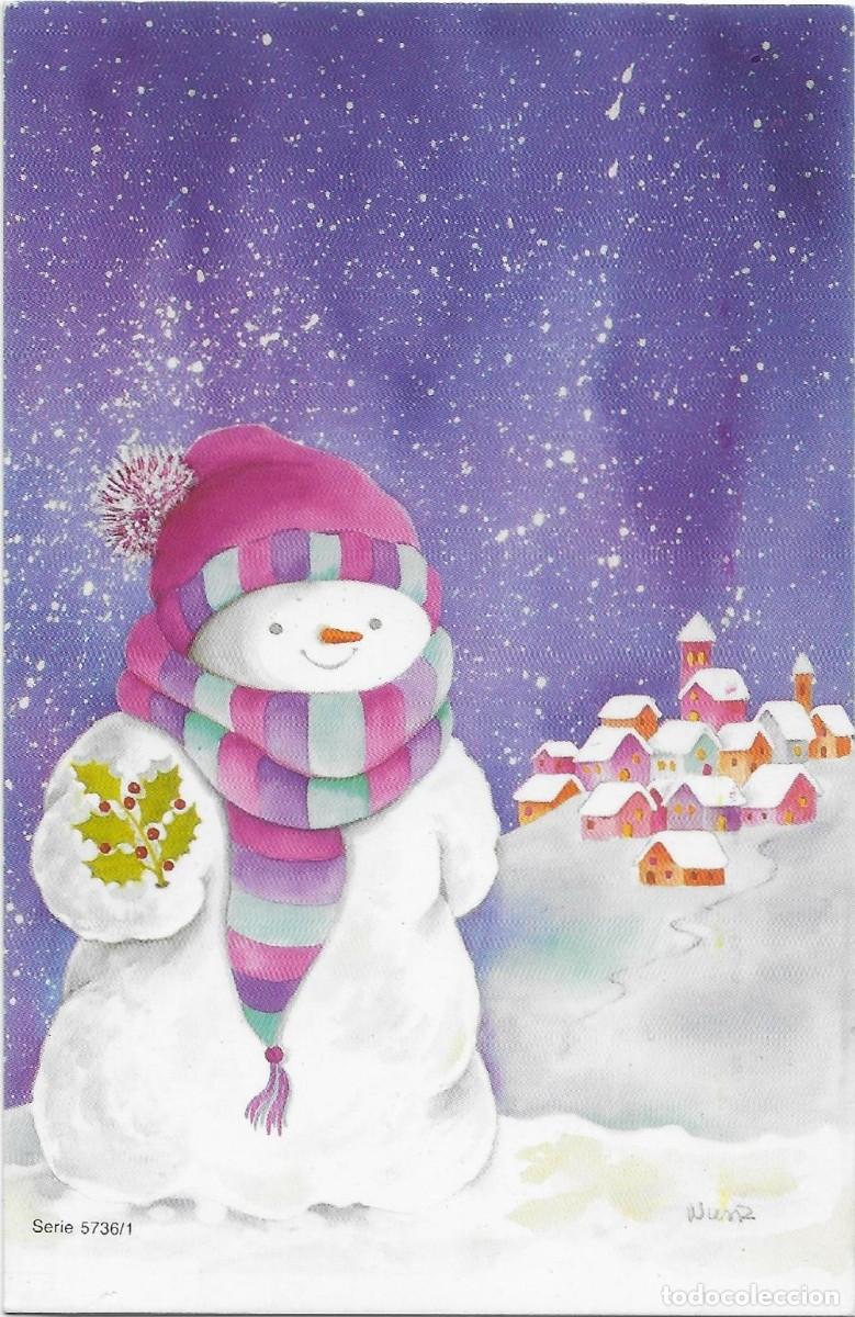 Postkarten: 7378Q - NUNZ - HERMOSA POSTAL NAVIDE&Ntilde;A - MU&Ntilde;ECO DE NIEVE - SERIE 5736.1 - 13X8,5 CM - NUEVA