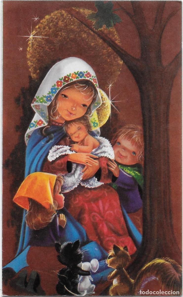 Postales: 7393Q - RODRIGUEZ - LA VIRGEN Y EL NI&Ntilde;O- EDICIONES CHIS 308.3 - DIPTICA 13X8 CM - DATA 1979