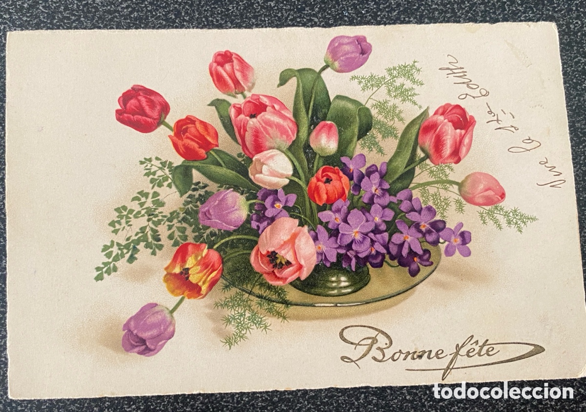 Postales: Antigua postal flores