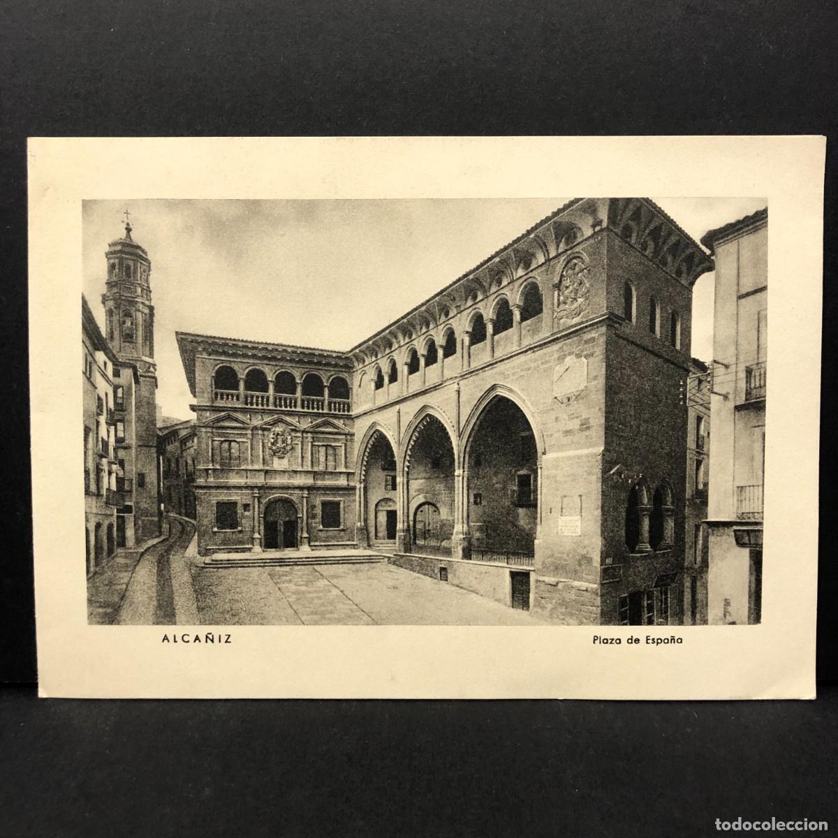 Postales: ANTIGUA FOTOGRAFIA - ALCA&Ntilde;IZ - PLAZA DE ESPA&Ntilde;A - FELICITACION - BANCO ARAG&Oacute;N - 17 X 12 CM / 5471