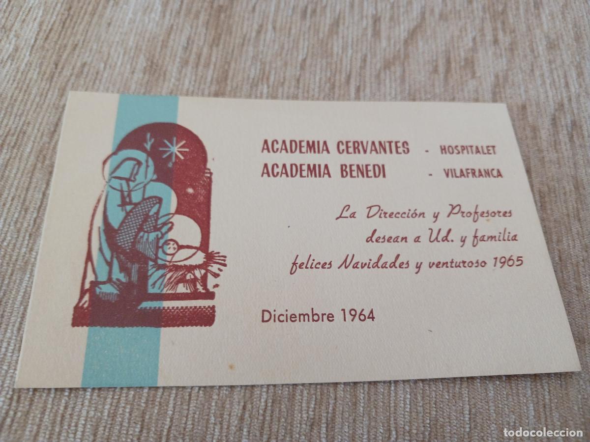 Postales: felicitacion navide&ntilde;a de academia cervantes, hospitalet y academia benedi de vilafranca, 1964