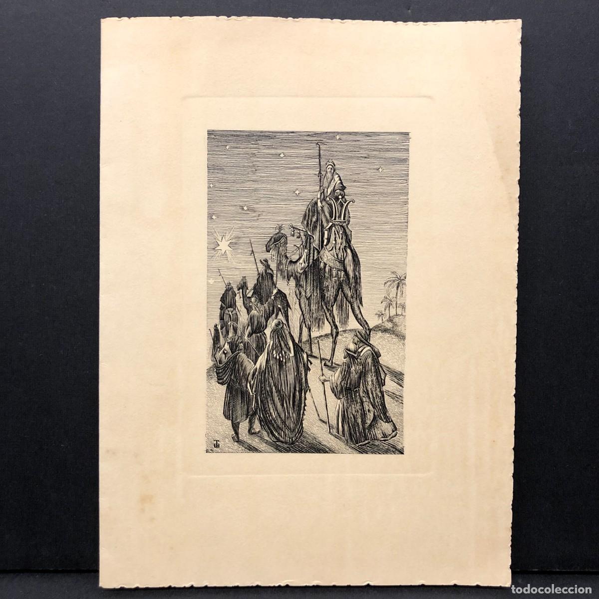 Postales: FELICITACI&Oacute;N NAVIDE&Ntilde;A - CASA CARBONELL CIA AMA LAVADEROS MEC&Aacute;NICOS 1950 - GRABADO REYES MAGOS / 263