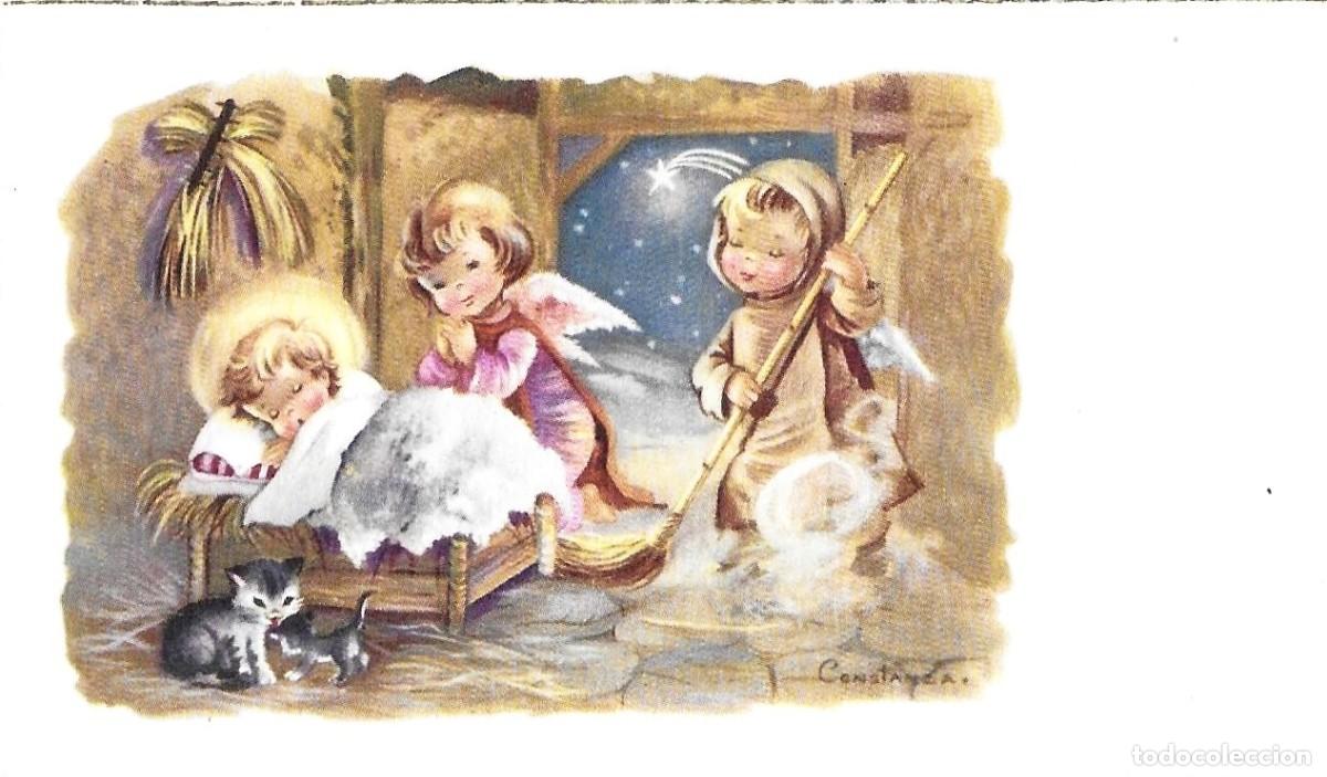 Postales: 7358R -CONSTANZA - ANGELES, PESEBRE, GATITOS - EDICIONES CyZ 597.B - 11X6,5 CM - ANTIGUA