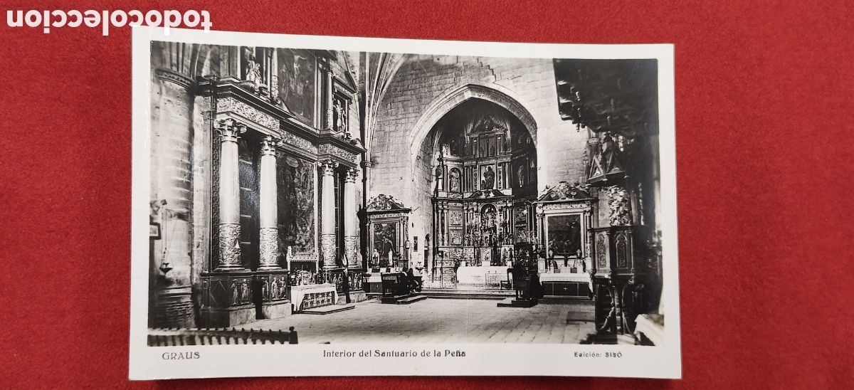 Postales: Postal Antigua Graus (Huesca) - Interior del Santuario de la Pe&ntilde;a - Edici&oacute;n 3150 - Navidad de 1945