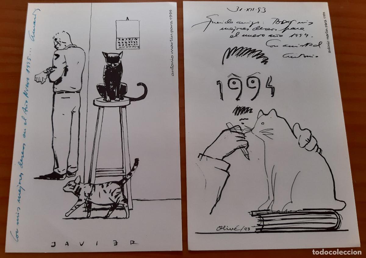 Postcards: 2 TARJETAS FELICITACI&Oacute;N DE NAVIDAD - ANTONIO MART&Iacute;N - ESCRITAS A MANO POR &Eacute;L MISMO - MUY BUEN ESTADO