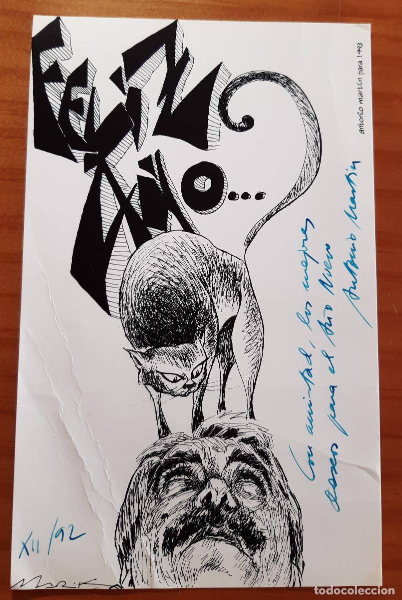 Cartoline: TARJETA FELICITACI&Oacute;N DE NAVIDAD - ANTONIO MART&Iacute;N - ESCRITA A MANO POR &Eacute;L MISMO - MUY BUEN ESTADO