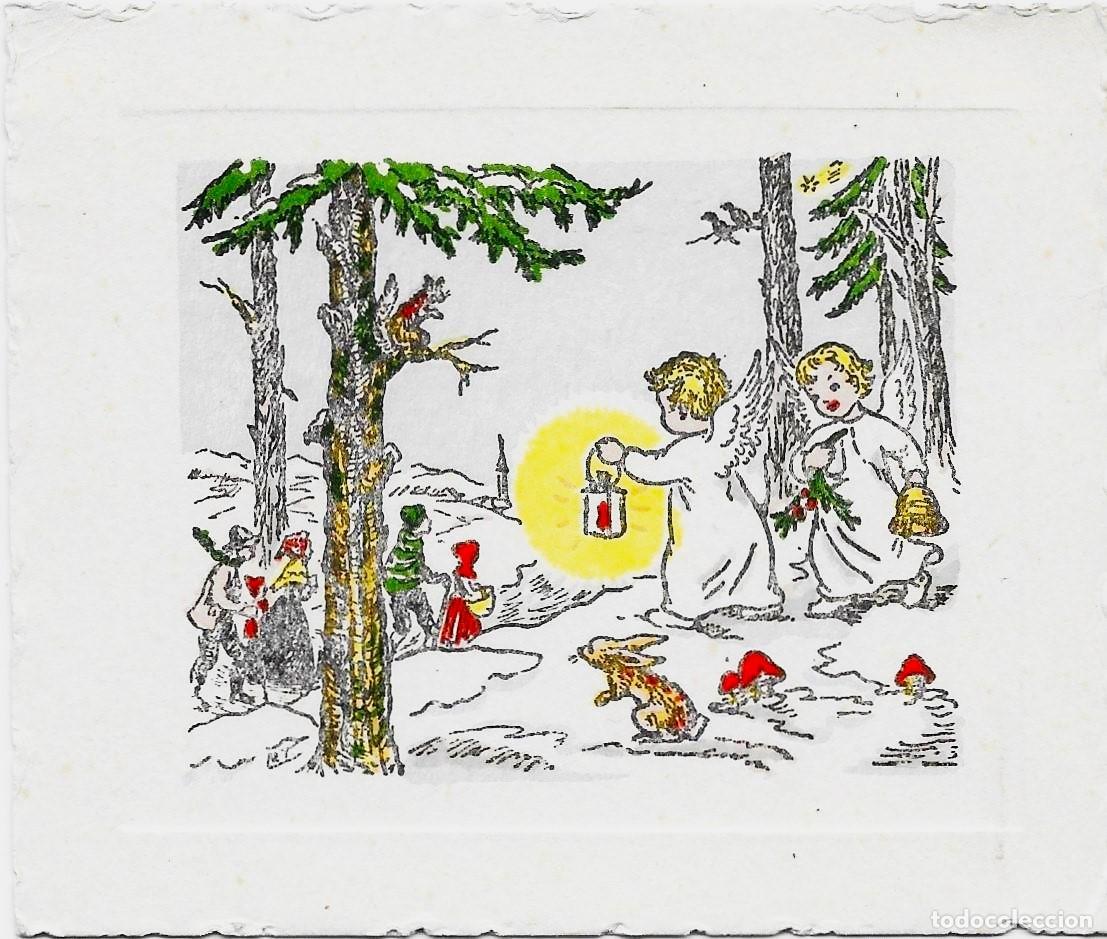 Postais: 6054 - &Aacute;NGELES GUIAN EL CAMINO HAC&Iacute;A EL PESEBRE - ANTIGUA 9,5X8 CM- DATA 1954- ILUSTRA M.P