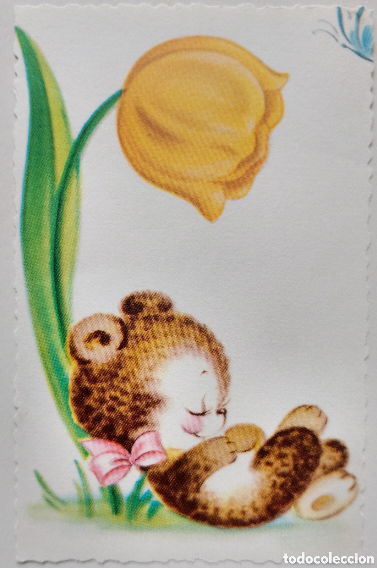 Postales: FELICITACI&Oacute;N NAVIDAD ANTIGUA - OSITO OSO FLOR