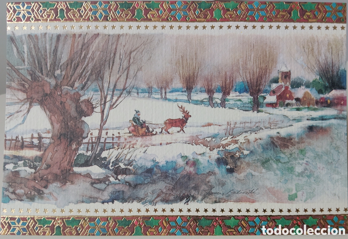 Postales: FELICITACI&Oacute;N NAVIDAD - JOAN SABAT&Eacute;S - EDICIONES BUSQUETS - PAISAJE NEVADO