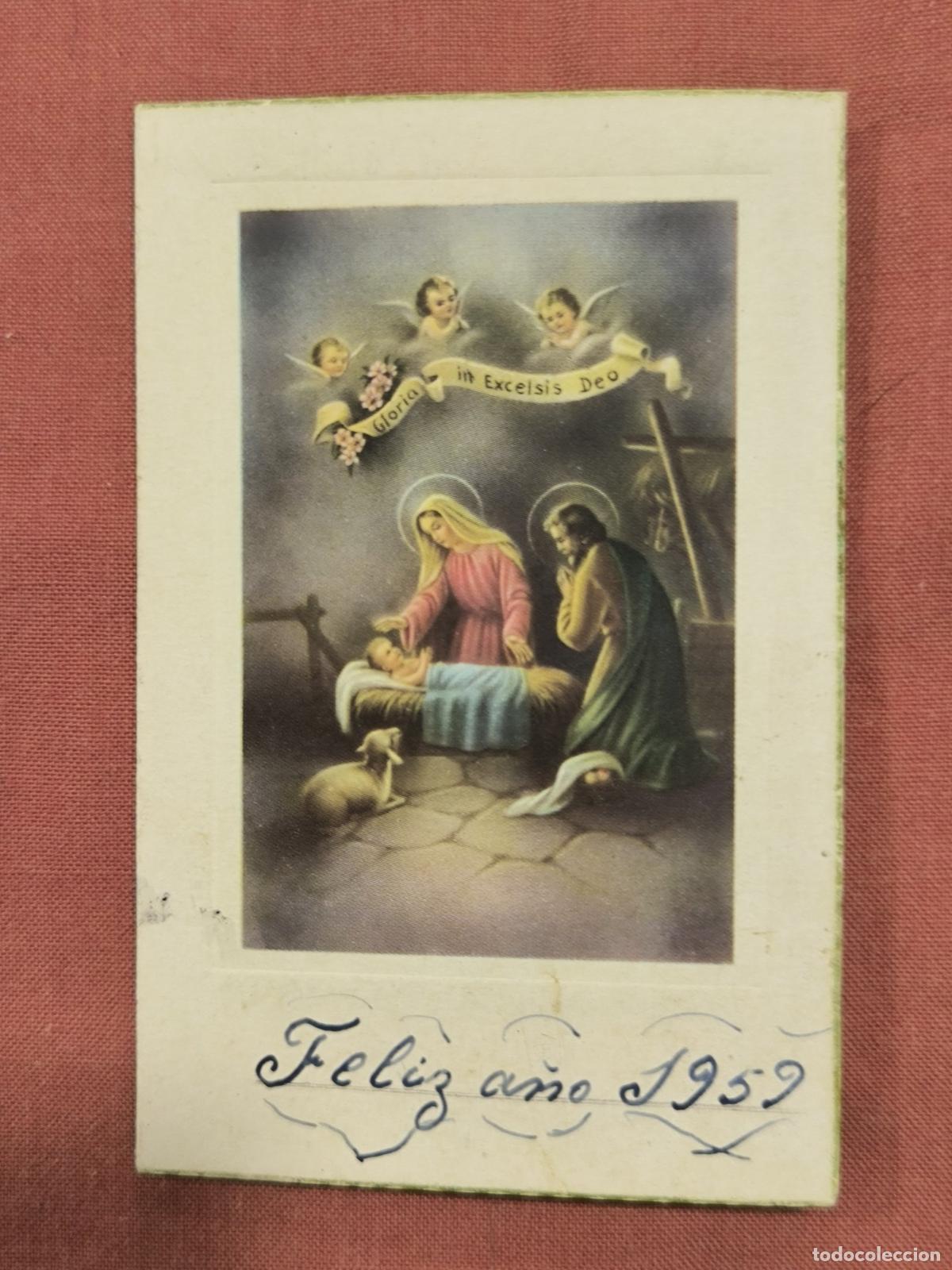 Postales: Felicitaci&oacute;n Navide&ntilde;a Feliz A&ntilde;o 1959 &ndash; Tarjeta con Natividad Coleccionismo
