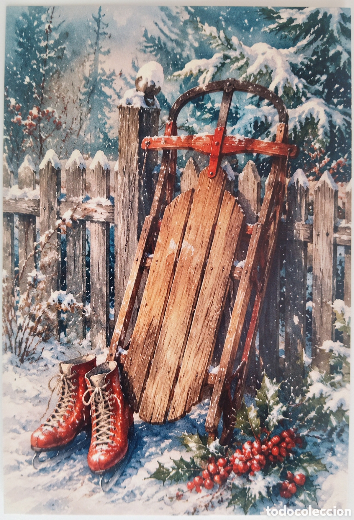 Postales: POSTAL NAVIDAD - TRINEO PAISAJE NEVADO - ESTILO ANTIGUO