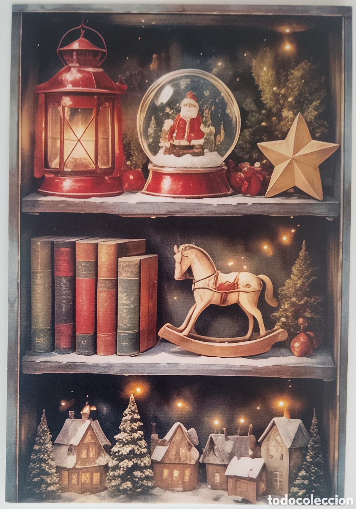 Postales: POSTAL NAVIDAD - DETALLE ESTANTER&Iacute;A LIBROS ADORNOS - ESTILO ANTIGUO
