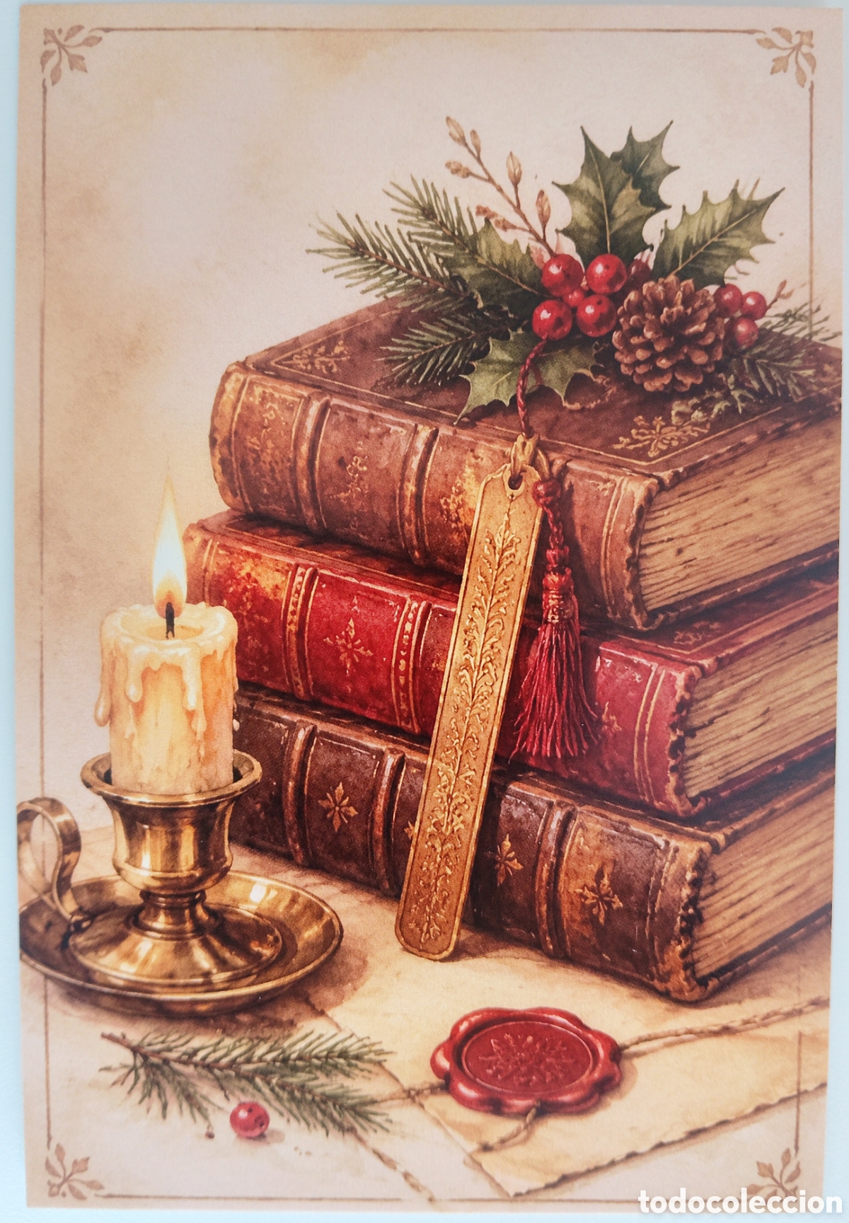 Postales: POSTAL NAVIDAD - DETALLE LIBROS VELA - ESTILO ANTIGUO
