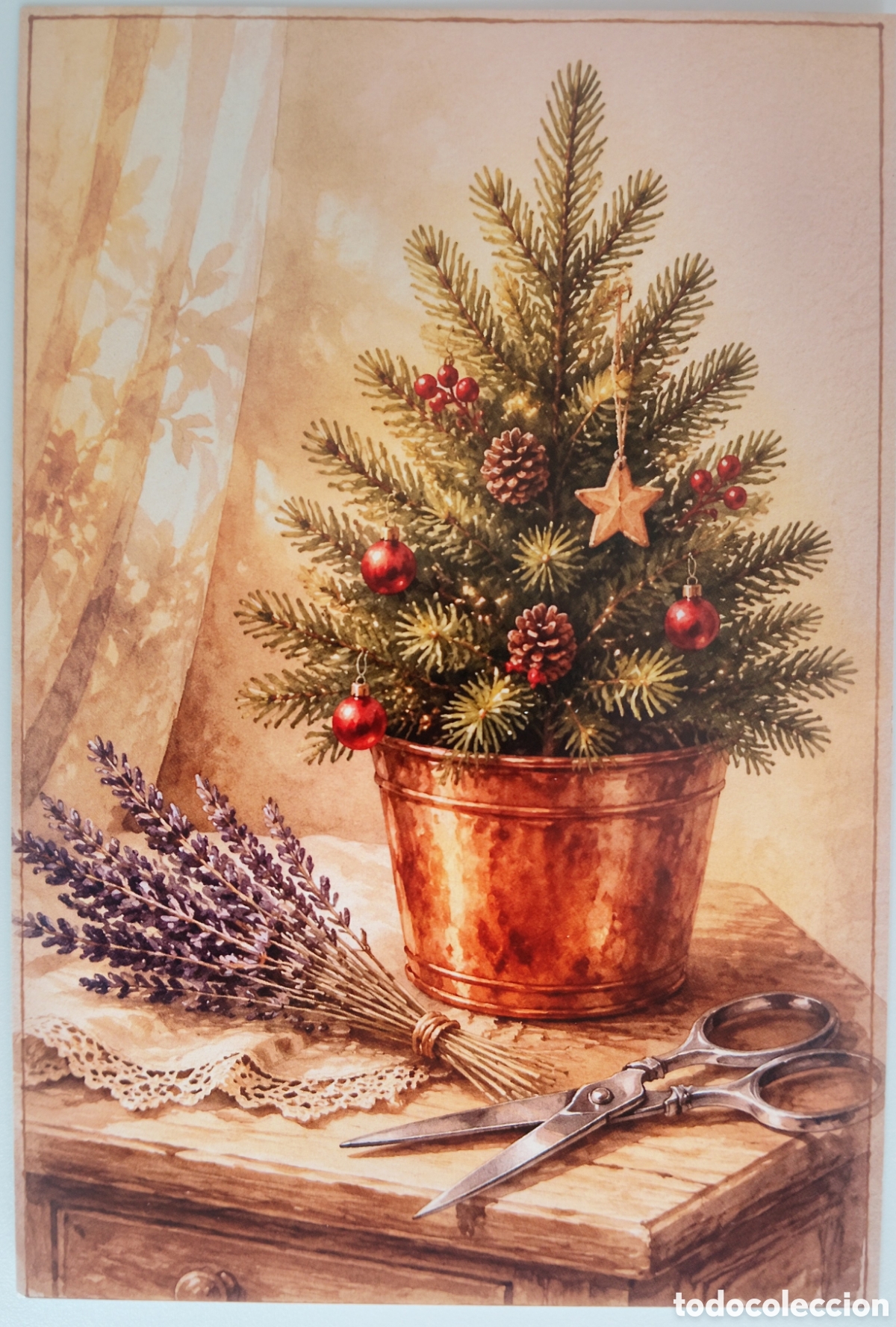 Postales: POSTAL NAVIDAD - DETALLE &Aacute;RBOL LAVANDA - ESTILO ANTIGUO