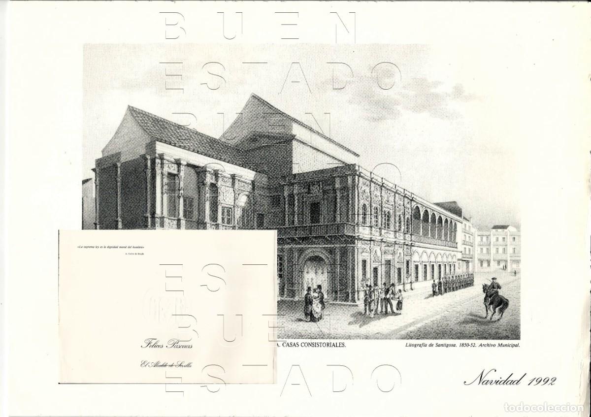 Postales: SEVILLA ALCALDE FELICITACION NAVIDAD A MANUEL CLAVERO AREVALO 1992 ALEJANDRO ROJAS MARCOS 33X24 C12