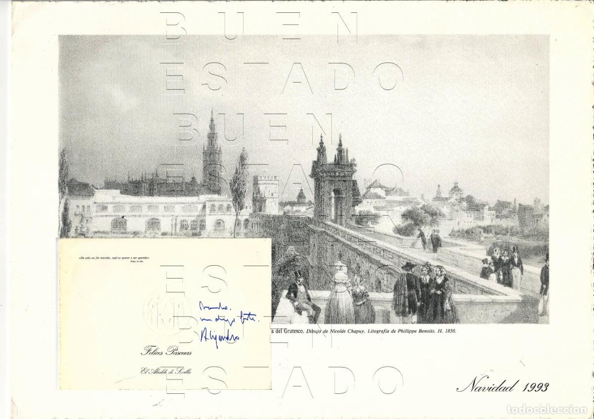 Postales: SEVILLA ALCALDE FELICITACION NAVIDAD A MANUEL CLAVERO AREVALO 1992 ALEJANDRO ROJAS MARCOS 33X24 C12