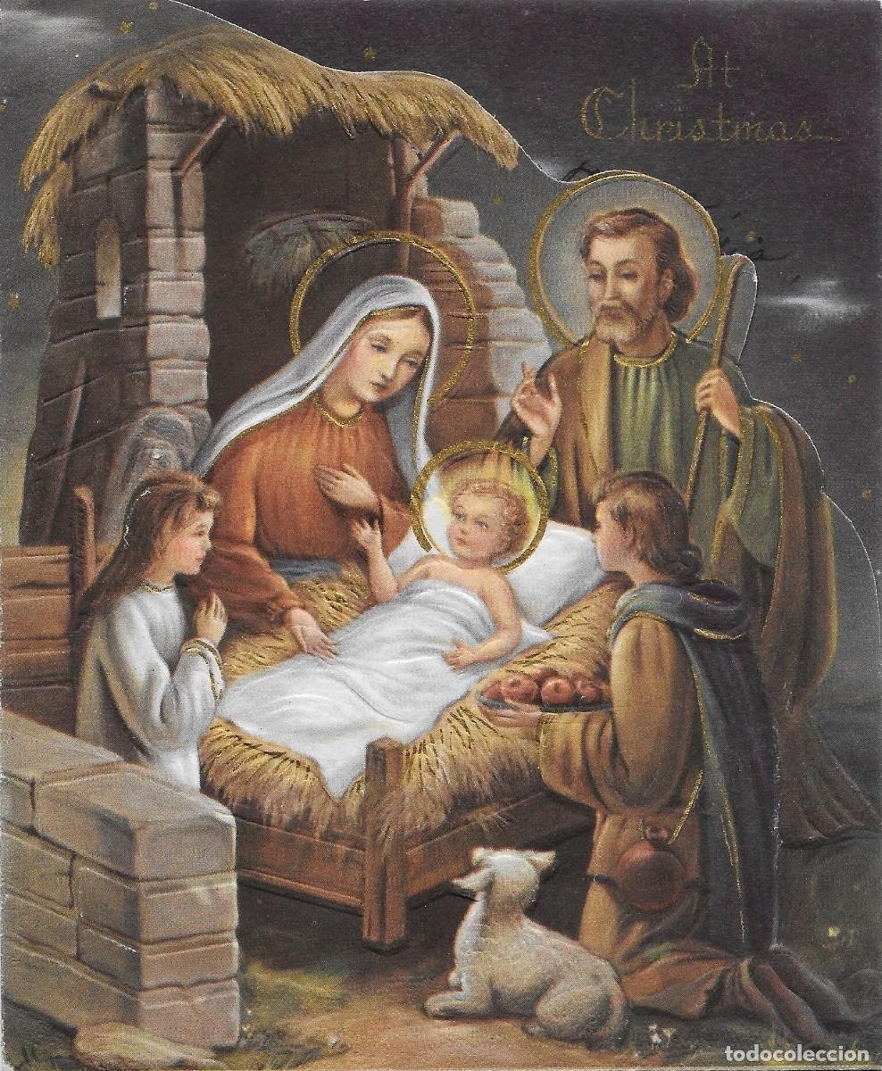 Postales: 7300S - HERMOSA POSTAL TROQUELADA N&ordm; 10-3062- RELIEVE-THE NATIVITYBIANCHI- DIPTICA 14X11CM-1952-53