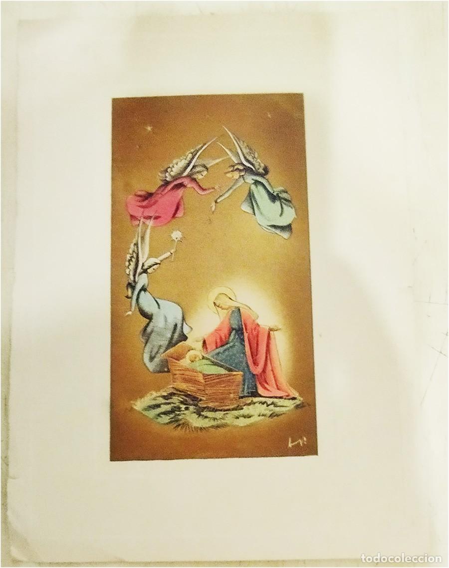 Postales: FELICITACION NAVIDAD NACIMIENTO Y ANGELES EN COLOR FONDO ORO MIDE 10/22,5 CM SIN USAR