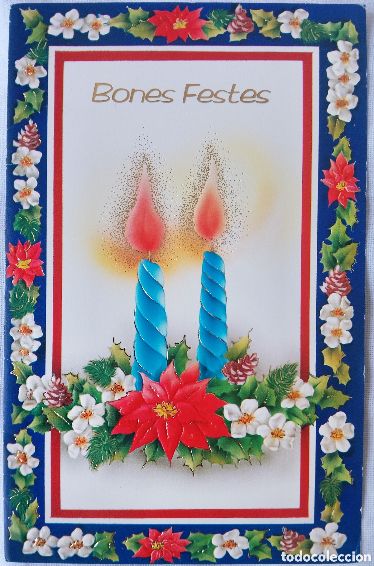 Postales: FELICITACI&Oacute;N NAVIDAD RELIEVE - EDICIONES GOLDEN - VELAS ADORNOS