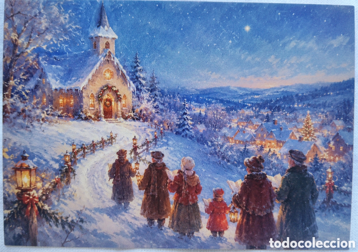 Postales: POSTAL NAVIDAD - MISA DEL GALLO PAISAJE NEVADO - ESTILO ANTIGUO