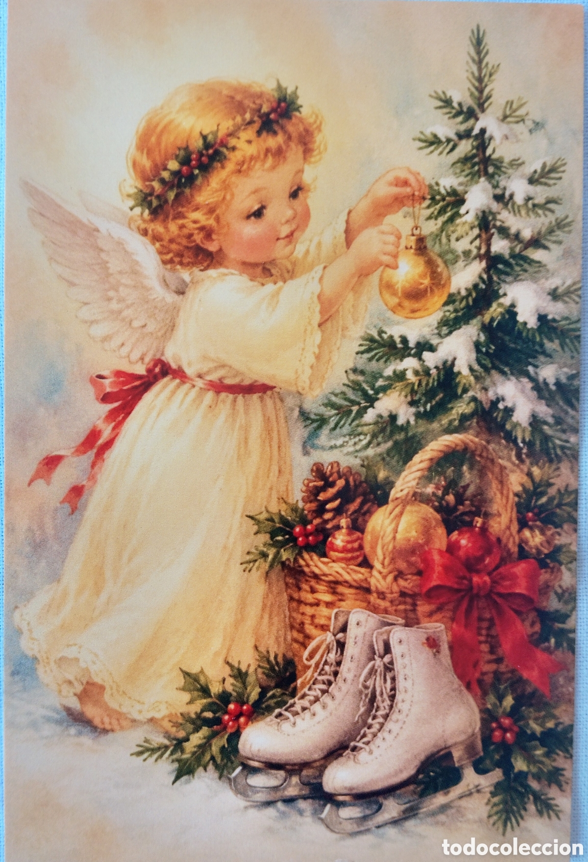 Postales: POSTAL NAVIDAD - ANGELITO PAISAJE NEVADO - ESTILO ANTIGUO