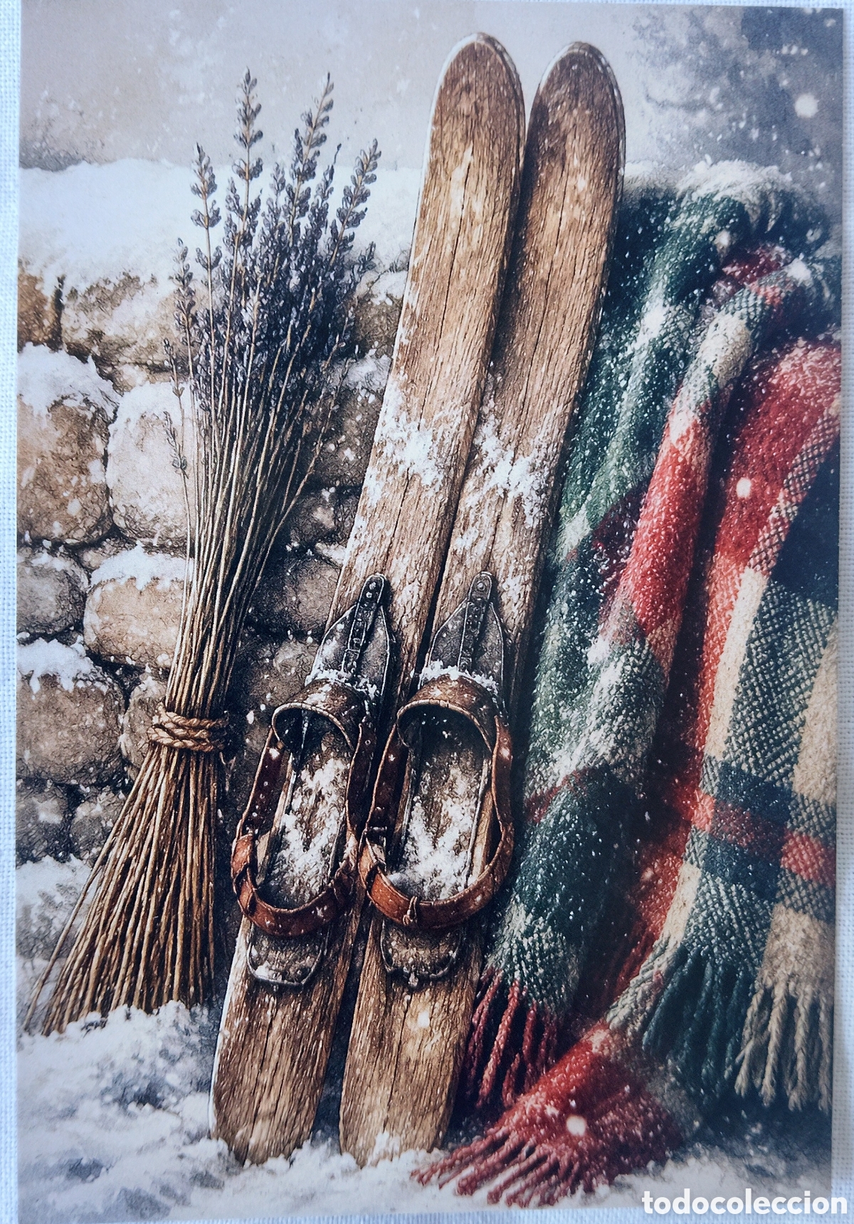 Postales: POSTAL NAVIDAD - DETALLE ESQU&Iacute;S PAISAJE NEVADO - ESTILO ANTIGUO