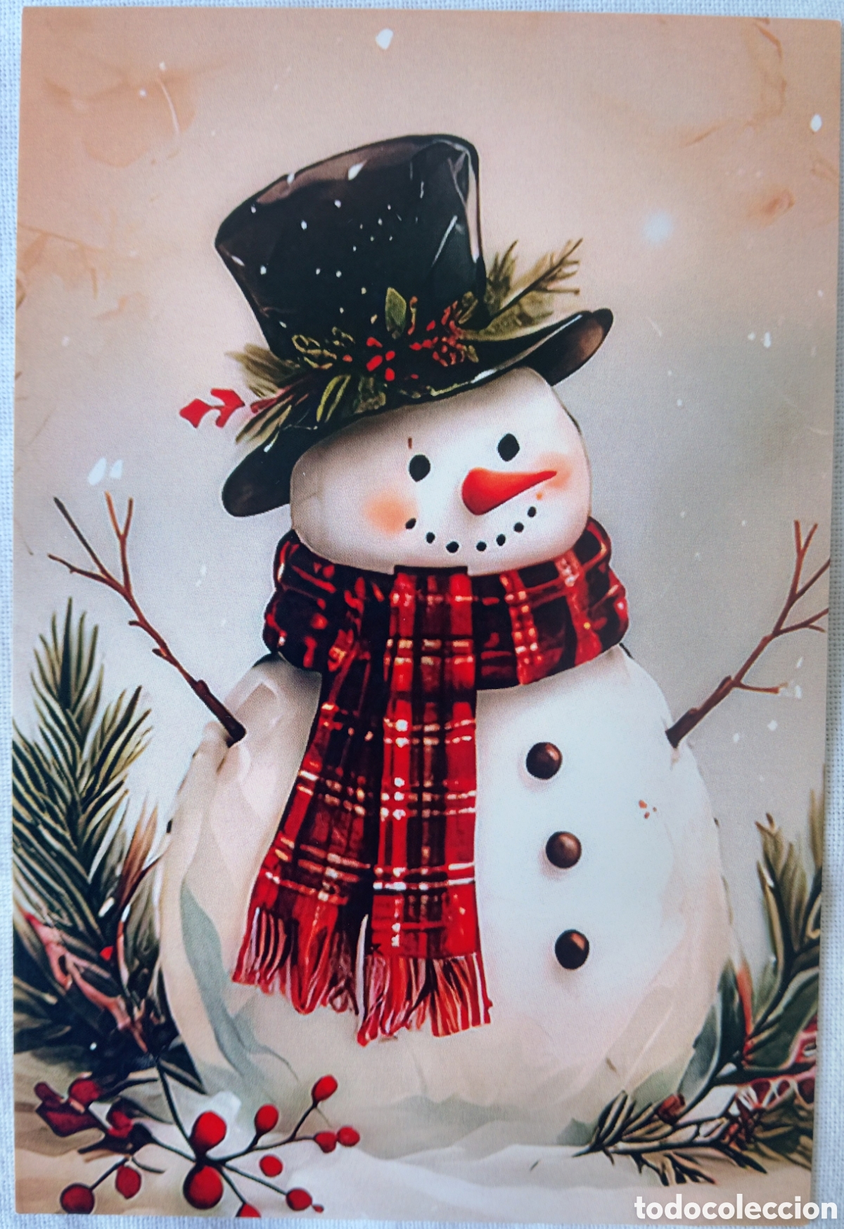Postales: POSTAL NAVIDAD - MU&Ntilde;ECO DE NIEVE PAISAJE NEVADO - ESTILO ANTIGUO