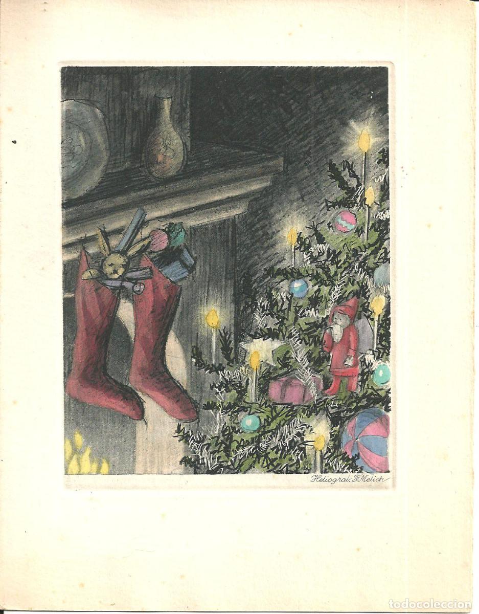 Postales: FELICITACION NAVIDAD *F. MELICH* - ARBOL, CALCETINES, REGALOS - HELIOGRABADO, DIPTICA, 18X14 CM