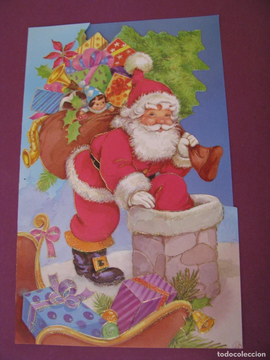 Postales: POSTAL DIPTICA DE NAVIDAD. ED. GOLDEN 2723. 19X12 CM. CON RELIEVE, BRILLANTINA.