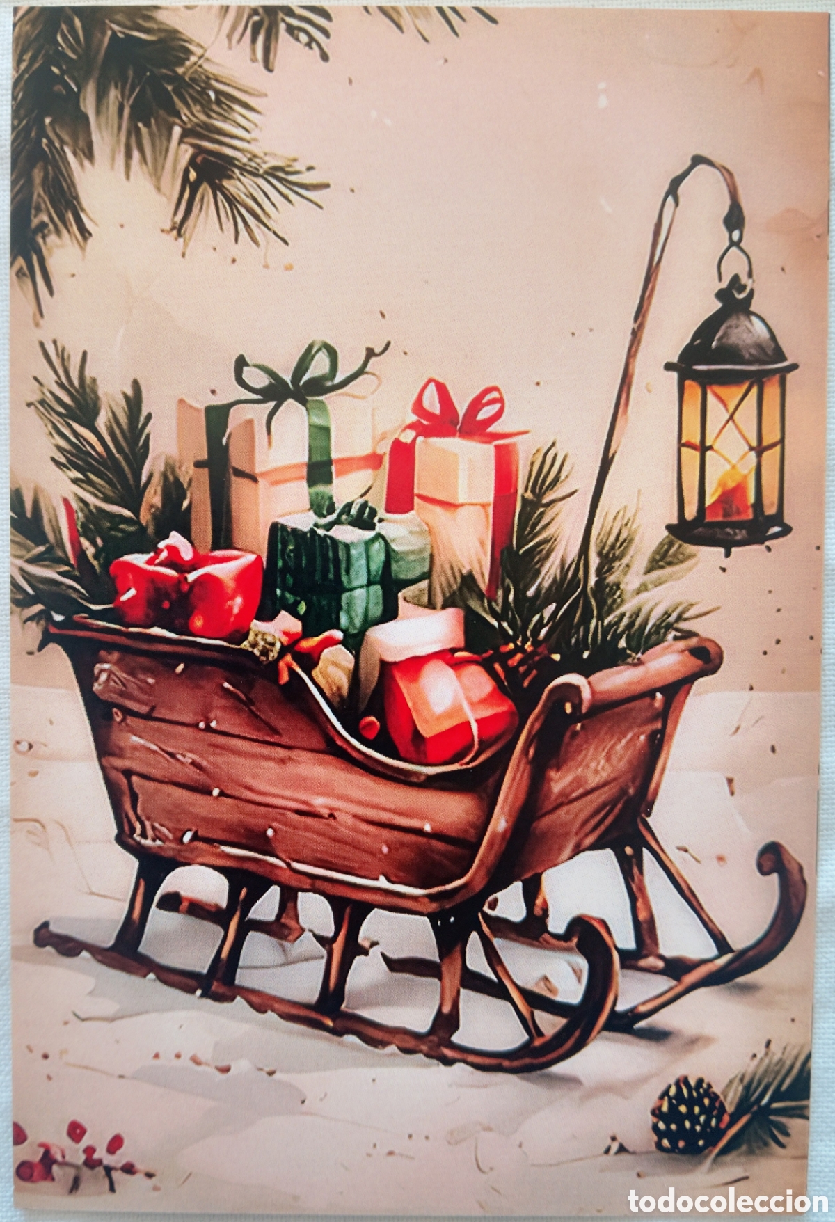 Postales: POSTAL NAVIDAD - TRINEO REGALOS PAISAJE NEVADO - ESTILO ANTIGUO