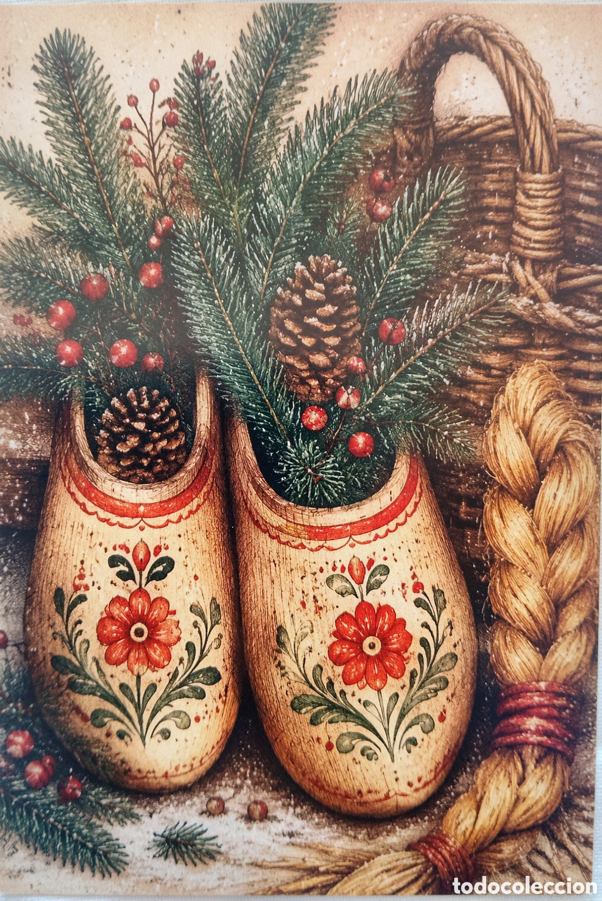Postales: POSTAL NAVIDAD - DETALLE ZUECOS MADERA ADORNOS - ESTILO ANTIGUO