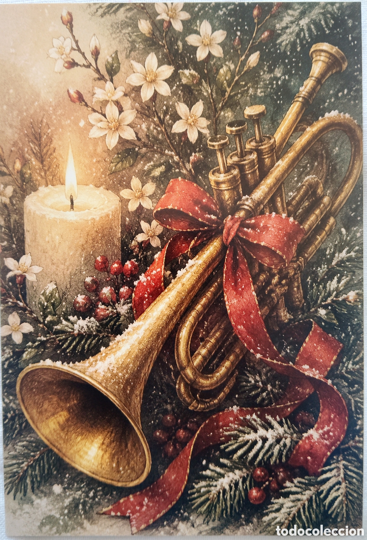 Postales: POSTAL NAVIDAD - DETALLE TROMPETA VELA ADORNOS - ESTILO ANTIGUO